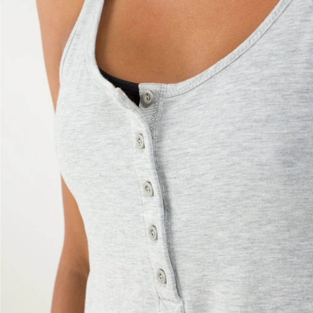 Lululemon Heather Light Gray Button Front Top - image 2
